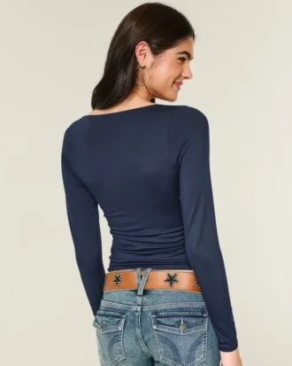 Langermet sømløs wrap-top