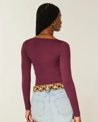 Langermet sømløs wrap-top