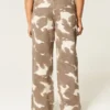 Lav midje baggy jeans med ku-mønster