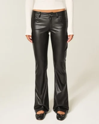 Lav midje Bootcut-bukser i imitert skinn