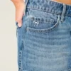 Lav midje brodert sløyfe denim miniskjørt