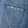 Lav midje brodert sløyfe denim miniskjørt