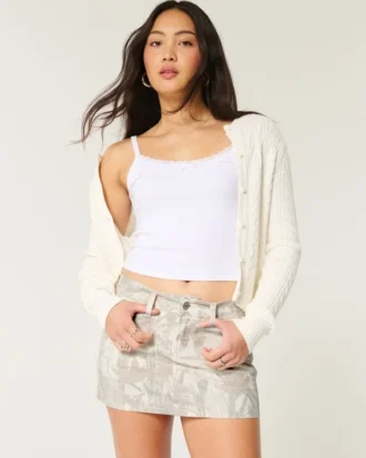 Lav midje Camo Twill miniskjørt
