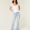 Lav midje, lys vask, avslappet, rett jeans