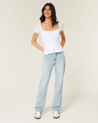 Lav midje, lys vask, avslappet, rett jeans