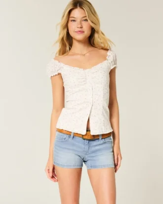 Lav midje, lysvasket denimshorts