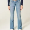 Lav midje, medium vask, bootcut-jeans
