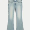Lav midje, medium vask, brodert butterfly bootcut-jeans