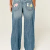 Lav midje, medium vask Los Angeles grafisk baggy jeans