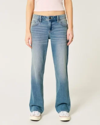 Lav midje, medium vasket, avslappet, rett jeans