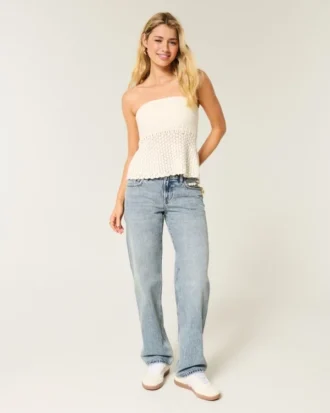 Lav midje, medium vasket, løs jeans