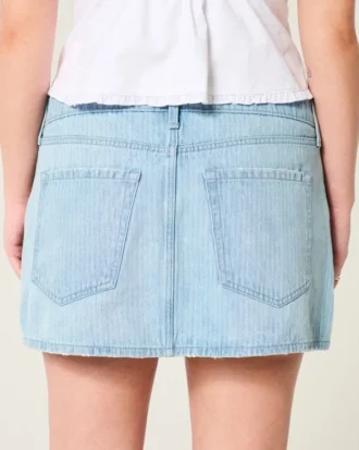 Lav midje miniskjørt i denim med jernbanestriper