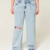 Lav midje, revne, lyse, baggy jeans