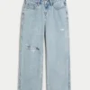 Lav midje, revne, lyse, baggy jeans