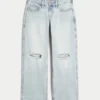 Lav midje, revne, lyse, baggy jeans