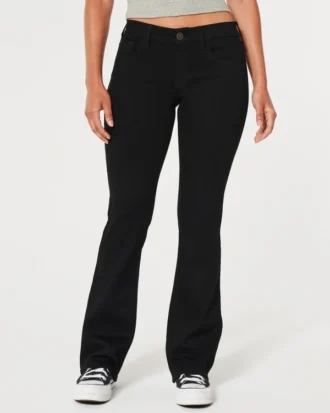 Lav midje, svarte bootcut-jeans