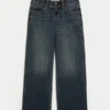 Lav midje Y2K mørkvasket baggy jeans