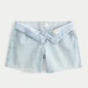 Lavmidje, lysvasket, baggy denimshorts 5″