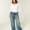 Lavt sittende baggy jeans i medium vask