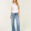 Lavt sittende baggy jeans i medium vask