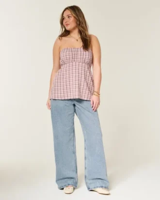 Lavt sittende baggy jeans i medium vask