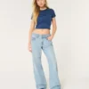 Lavt sittende baggy jeans i medium vask