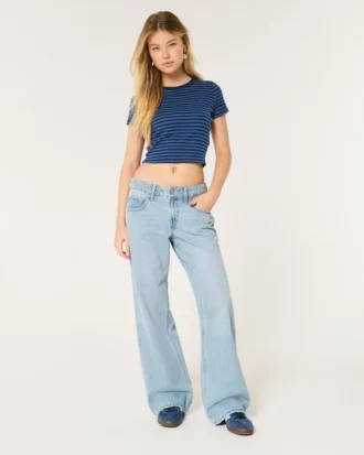 Lavt sittende baggy jeans i medium vask