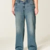 Lavt sittende baggy jeans i medium vask