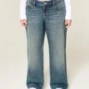 Lavt sittende baggy jeans i medium vask