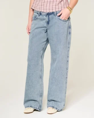 Lavt sittende baggy jeans i medium vask