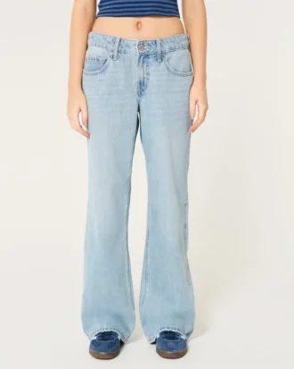 Lavt sittende baggy jeans i medium vask