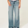 Lavt sittende baggy jeans i medium vask