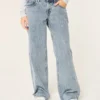Lavt sittende baggy jeans i medium vask