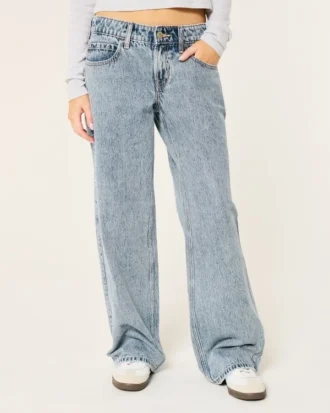 Lavt sittende baggy jeans i medium vask