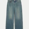 Lavt sittende baggy jeans i medium vask