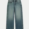Lavt sittende baggy jeans i medium vask
