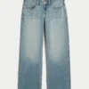 Lavt sittende baggy jeans i medium vask