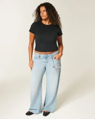 Lavt sittende baggy jeans med slitt look