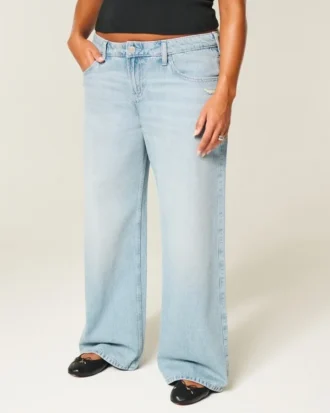 Lavt sittende baggy jeans med slitt look