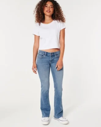 Lavt sittende bootcut-jeans i medium vask