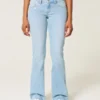 Lavt sittende bootcut-jeans med stjernebroderi