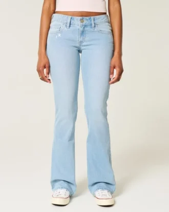 Lavt sittende bootcut-jeans med stjernebroderi