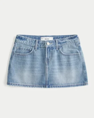 Lavt sittende denim miniskjørt