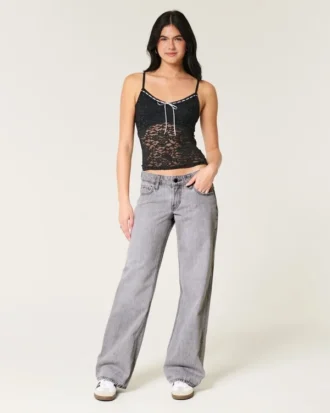 Lavt sittende grå baggy jeans