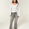 Lavt sittende grå bootcut-jeans