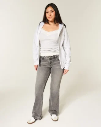 Lavt sittende grå bootcut-jeans