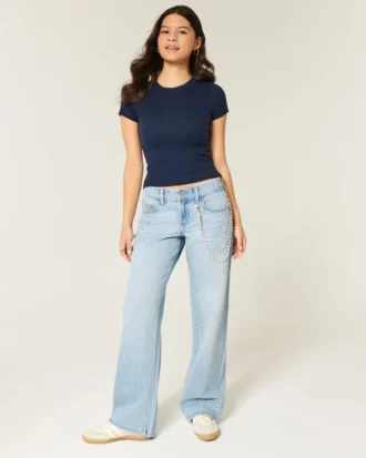 Lavt sittende, lysvaskede baggy jeans