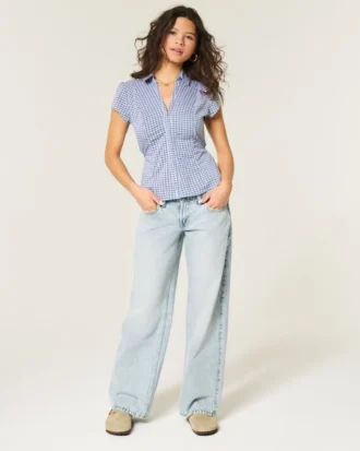 Lavt sittende, lysvaskede baggy jeans