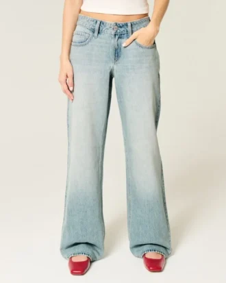 Lavt sittende, lysvaskede baggy jeans