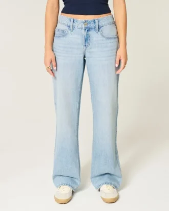 Lavt sittende, lysvaskede baggy jeans